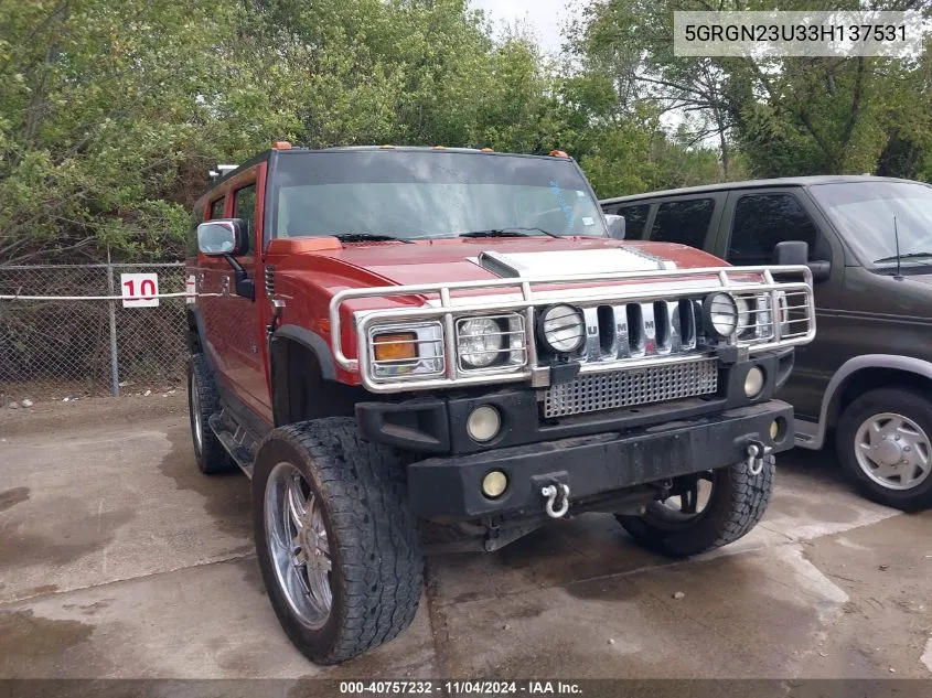 2003 Hummer H2 VIN: 5GRGN23U33H137531 Lot: 40757232