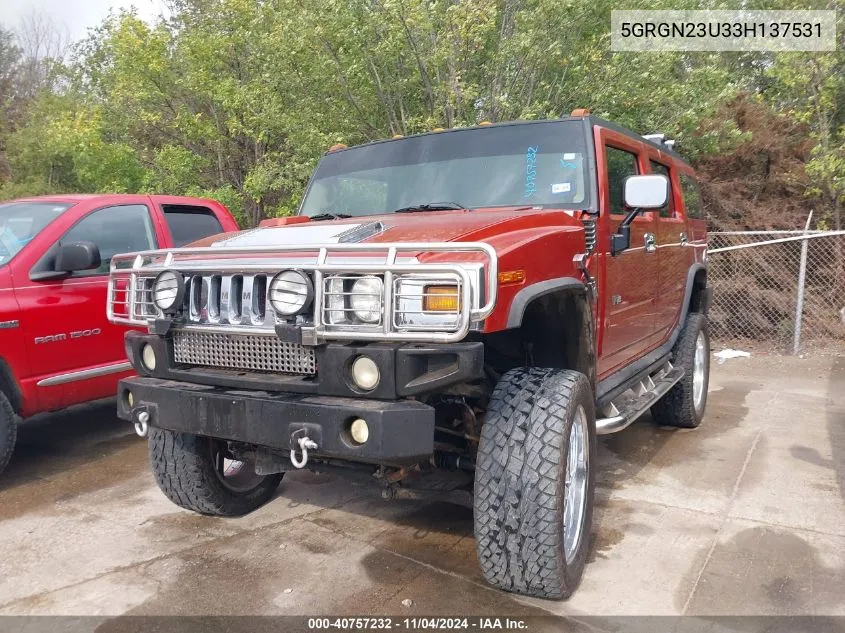 2003 Hummer H2 VIN: 5GRGN23U33H137531 Lot: 40757232