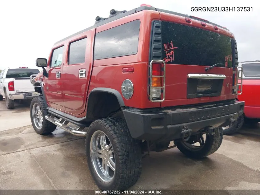 2003 Hummer H2 VIN: 5GRGN23U33H137531 Lot: 40757232