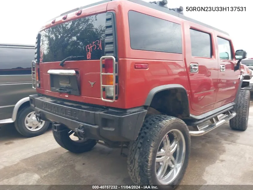 2003 Hummer H2 VIN: 5GRGN23U33H137531 Lot: 40757232