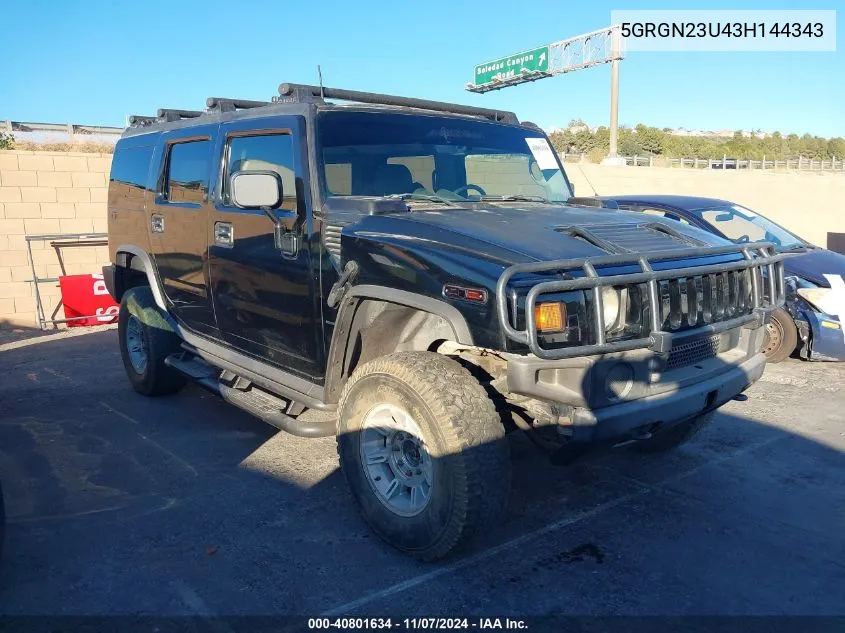 2003 Hummer H2 VIN: 5GRGN23U43H144343 Lot: 40801634