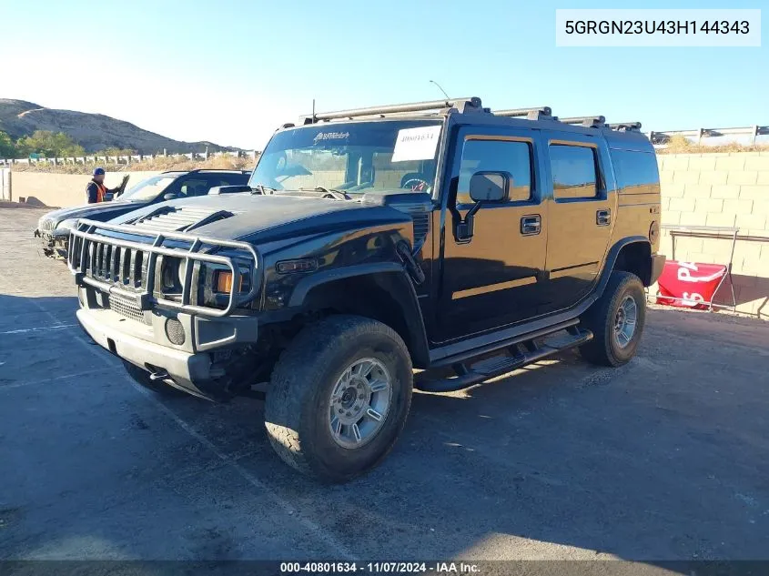 2003 Hummer H2 VIN: 5GRGN23U43H144343 Lot: 40801634