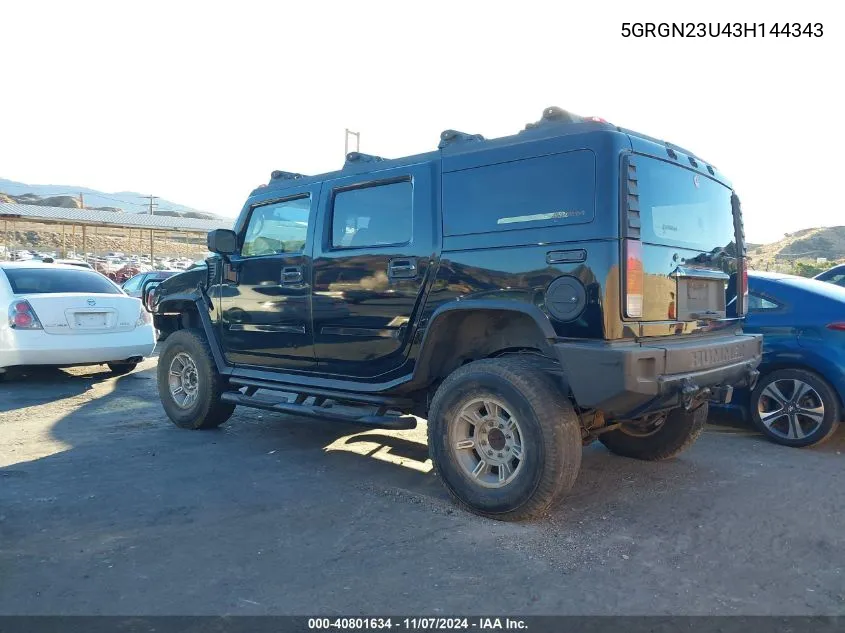 2003 Hummer H2 VIN: 5GRGN23U43H144343 Lot: 40801634