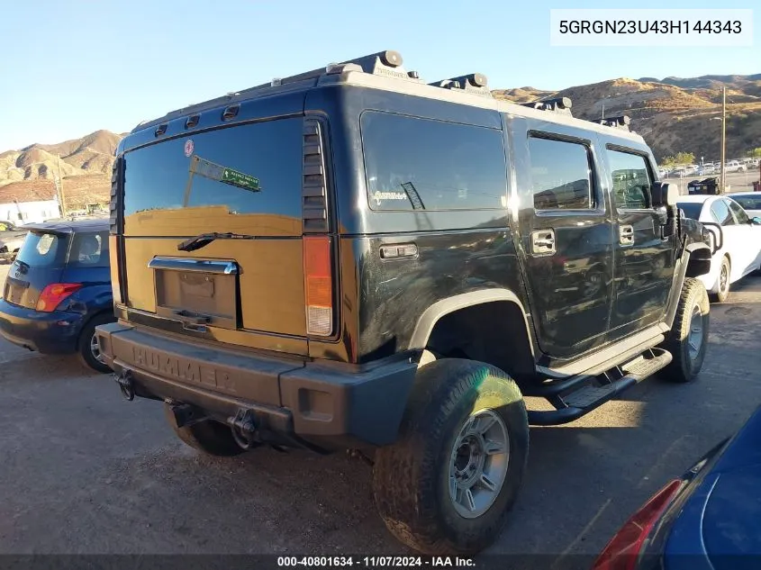 2003 Hummer H2 VIN: 5GRGN23U43H144343 Lot: 40801634