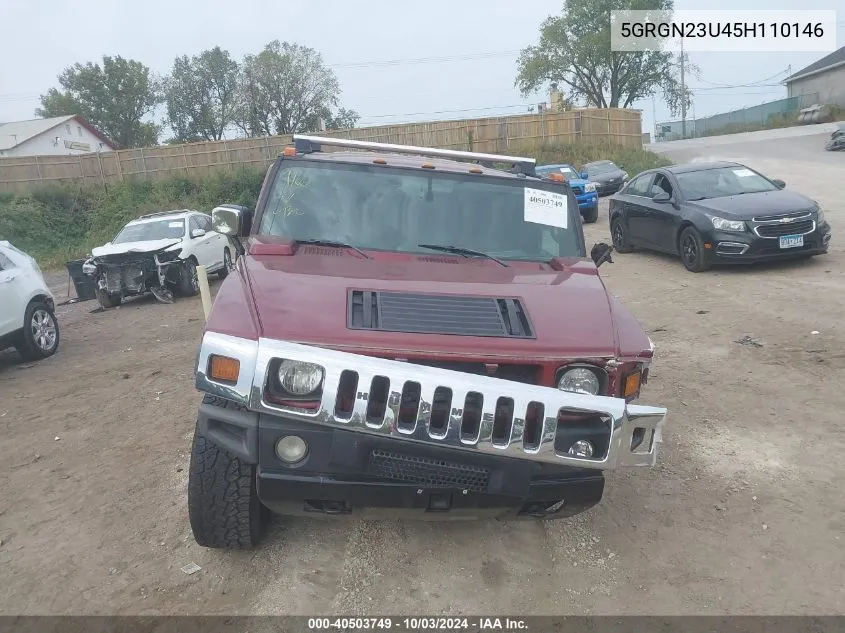 2005 Hummer H2 Suv VIN: 5GRGN23U45H110146 Lot: 40503749