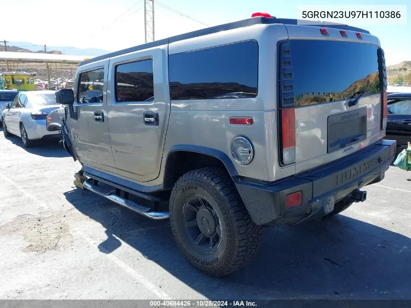 2007 Hummer H2 Suv VIN: 5GRGN23U97H110386 Lot: 40684426