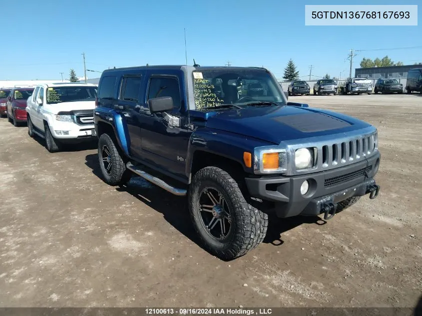 2006 Hummer H3 VIN: 5GTDN136768167693 Lot: 12100613