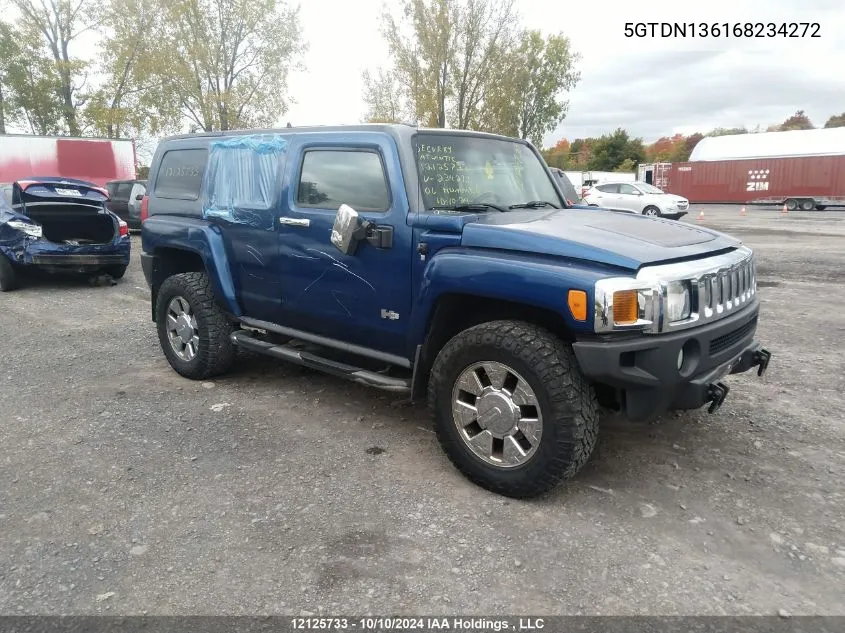 2006 Hummer H3 VIN: 5GTDN136168234272 Lot: 12125733