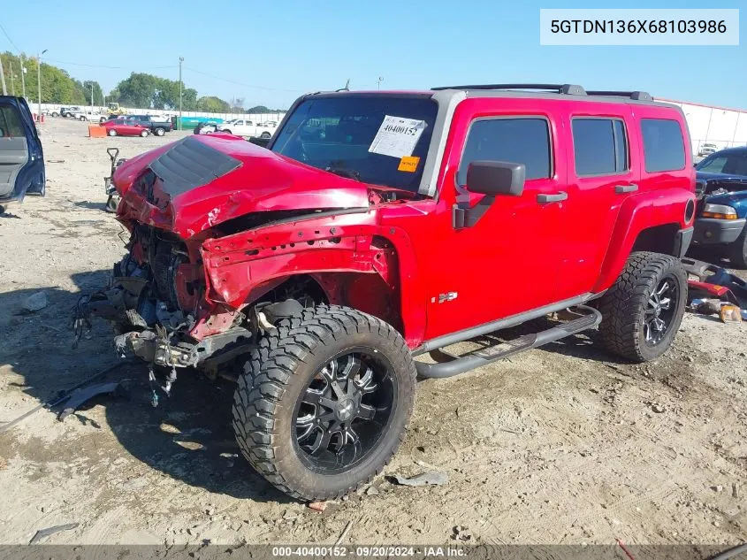 2006 Hummer H3 Suv VIN: 5GTDN136X68103986 Lot: 40400152