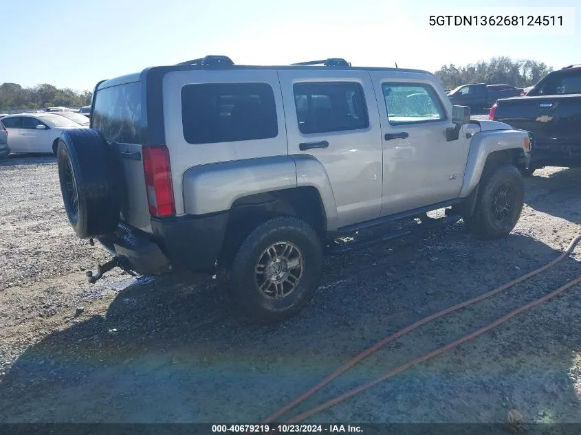 2006 Hummer H3 Suv VIN: 5GTDN136268124511 Lot: 40679219