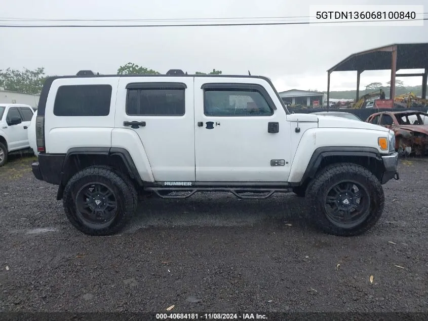 2006 Hummer H3 Suv VIN: 5GTDN136068100840 Lot: 40684181