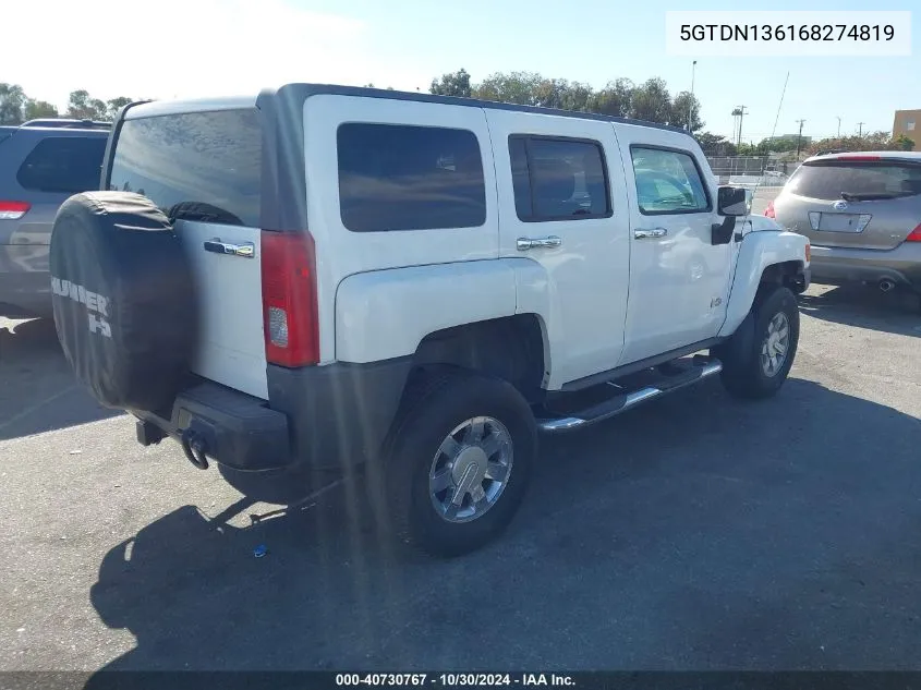 2006 Hummer H3 Suv VIN: 5GTDN136168274819 Lot: 40730767