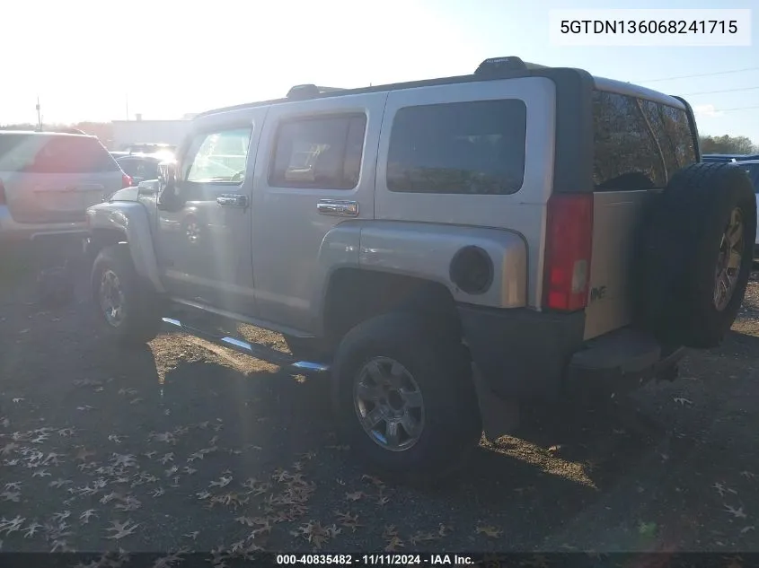 2006 Hummer H3 Suv VIN: 5GTDN136068241715 Lot: 40835482