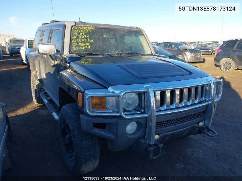 2007 Hummer H3 VIN: 5GTDN13E878173124 Lot: 12135099