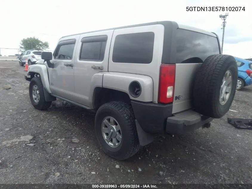 5GTDN13E578102074 2007 Hummer H3 Suv