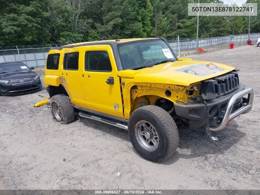 2007 Hummer H3 Suv VIN: 5GTDN13E878122741 Lot: 39696527