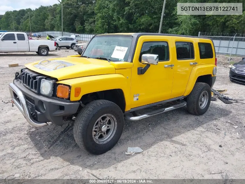 2007 Hummer H3 Suv VIN: 5GTDN13E878122741 Lot: 39696527