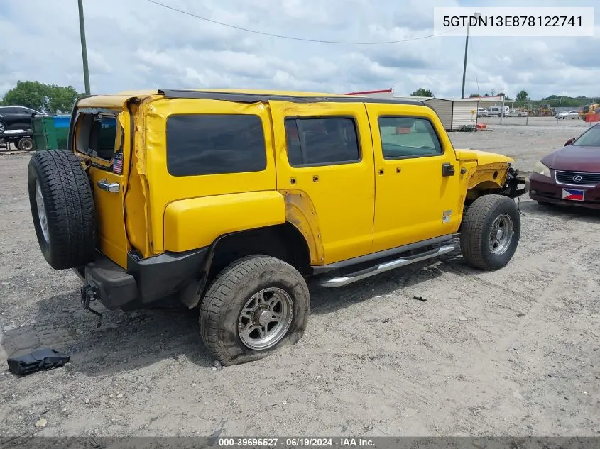 2007 Hummer H3 Suv VIN: 5GTDN13E878122741 Lot: 39696527