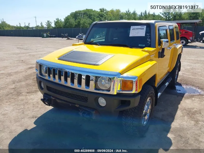 2007 Hummer H3 Suv VIN: 5GTDN13EX78191317 Lot: 40289908