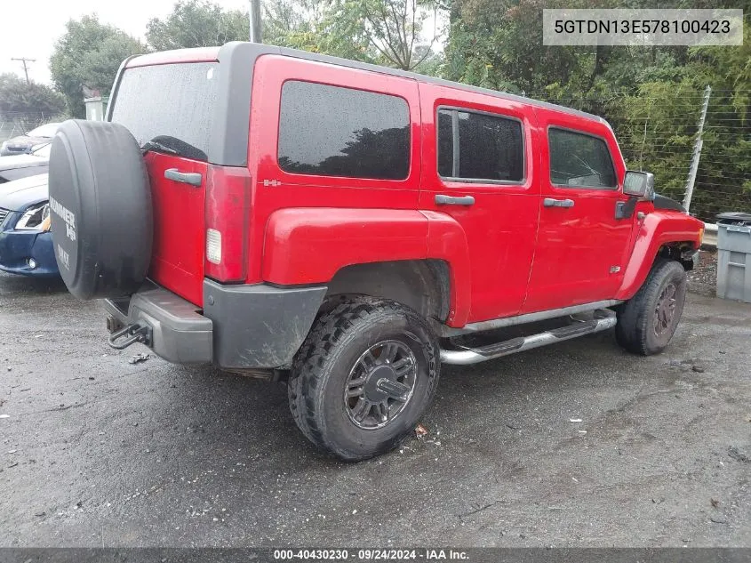 5GTDN13E578100423 2007 Hummer H3 Suv