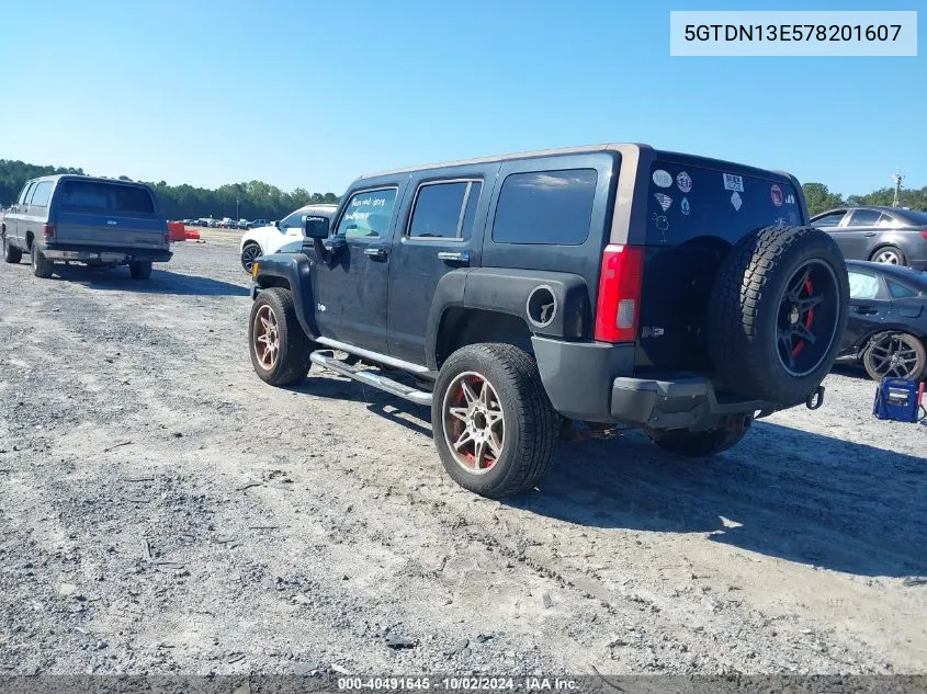 2007 Hummer H3 Suv VIN: 5GTDN13E578201607 Lot: 40491645