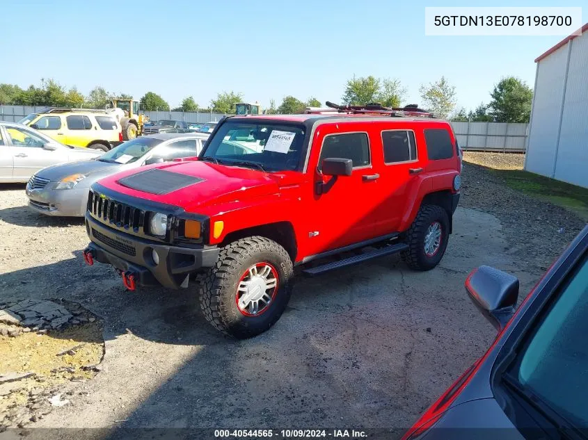 5GTDN13E078198700 2007 Hummer H3 Suv