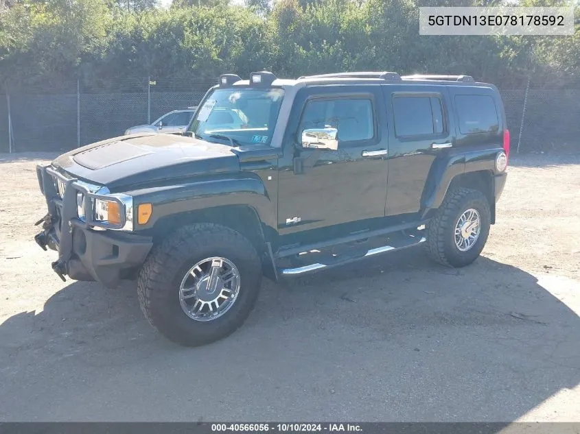 2007 Hummer H3 Suv VIN: 5GTDN13E078178592 Lot: 40566056