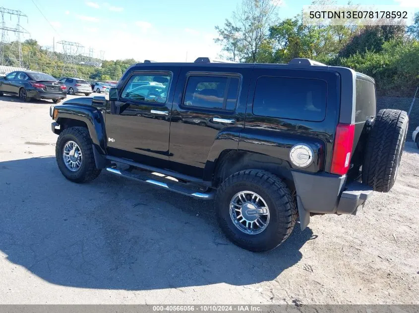 2007 Hummer H3 Suv VIN: 5GTDN13E078178592 Lot: 40566056