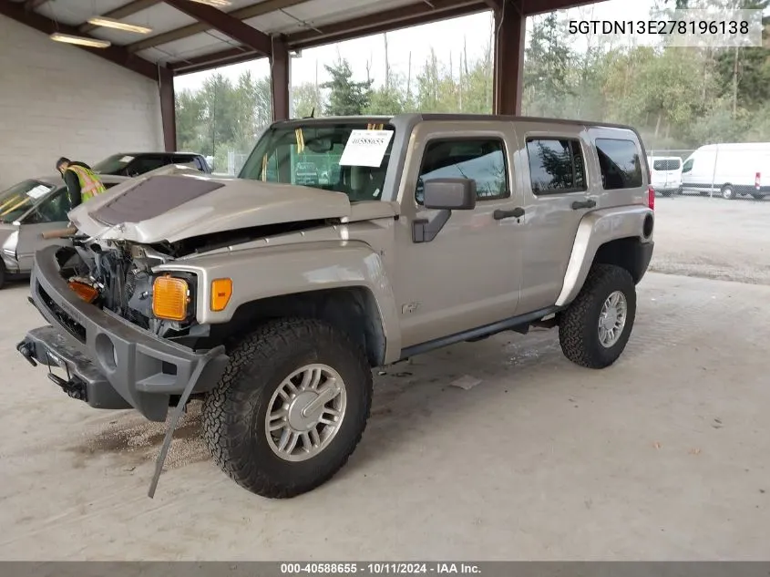 5GTDN13E278196138 2007 Hummer H3 Suv