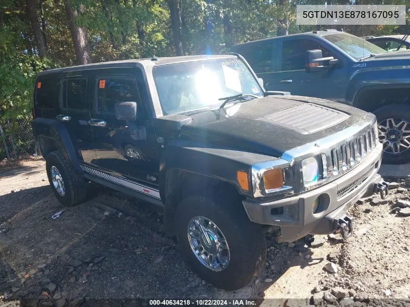 2007 Hummer H3 Suv VIN: 5GTDN13E878167095 Lot: 40634218