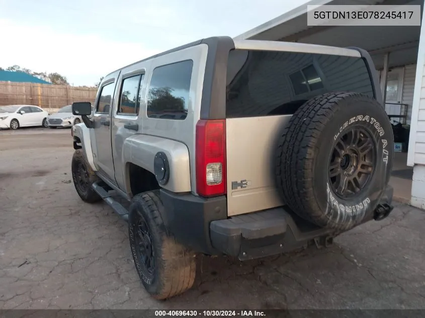 2007 Hummer H3 Suv VIN: 5GTDN13E078245417 Lot: 40696430