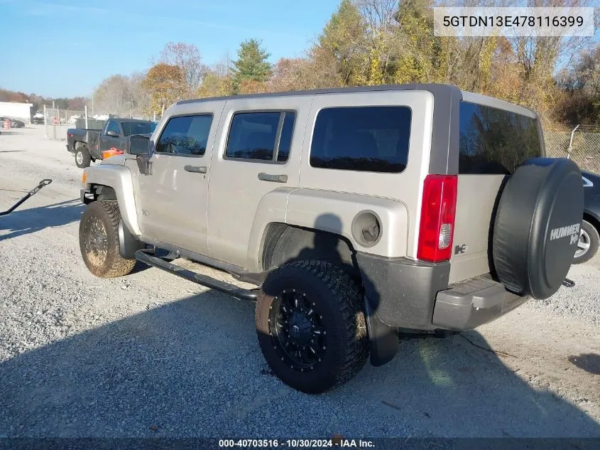 2007 Hummer H3 Suv VIN: 5GTDN13E478116399 Lot: 40703516