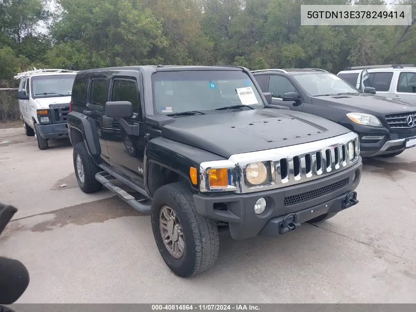 2007 Hummer H3 Suv VIN: 5GTDN13E378249414 Lot: 40814864