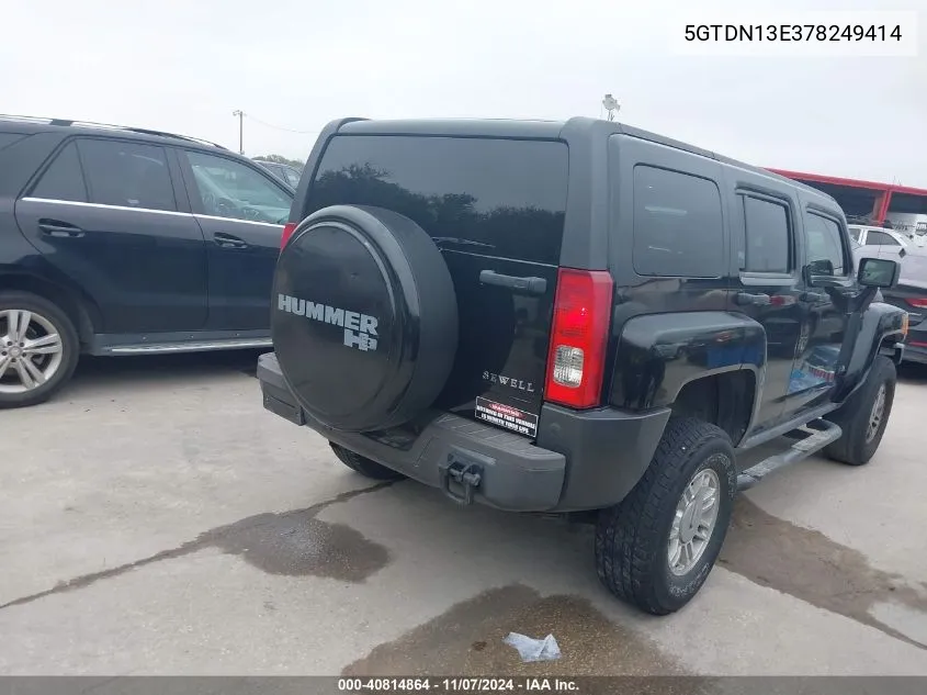 2007 Hummer H3 Suv VIN: 5GTDN13E378249414 Lot: 40814864