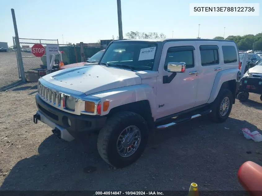 5GTEN13E788122736 2008 Hummer H3 Suv