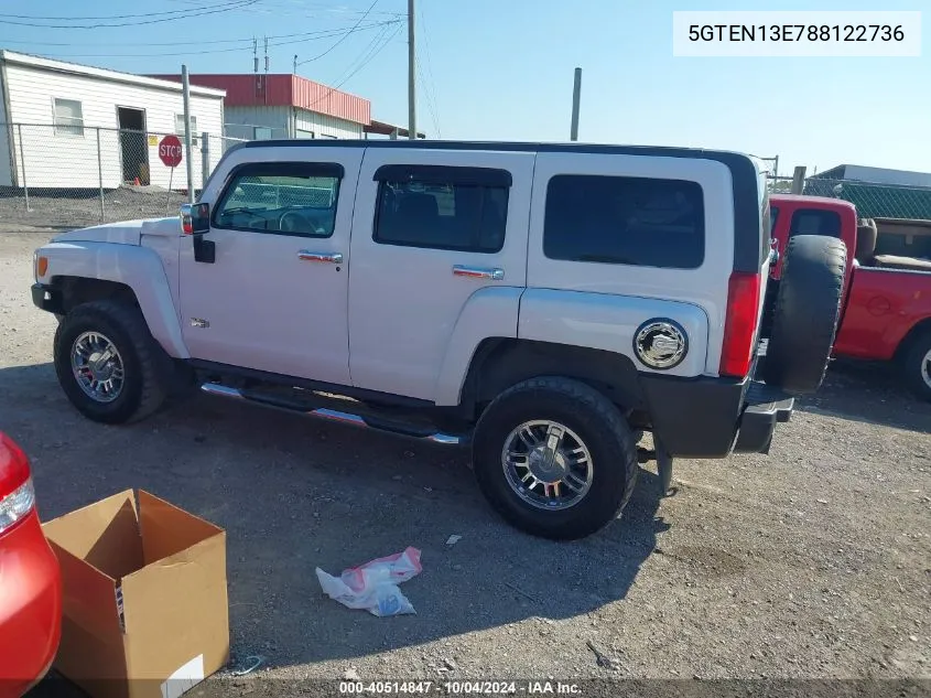 2008 Hummer H3 Suv VIN: 5GTEN13E788122736 Lot: 40514847