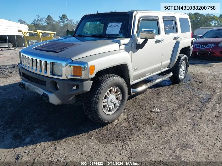 5GTEN43E088200758 2008 Hummer H3 Suv