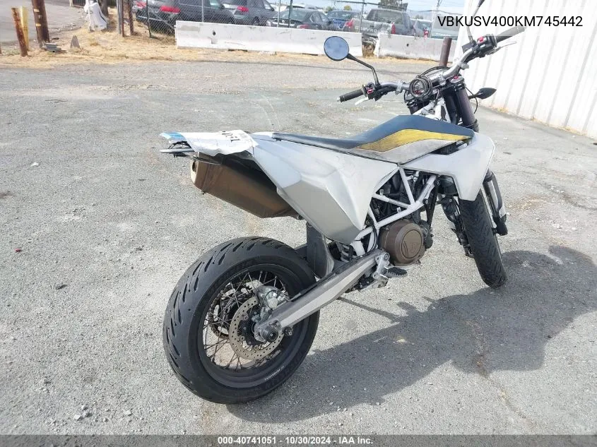 2019 Husqvarna Supermoto 701 VIN: VBKUSV400KM745442 Lot: 40741051