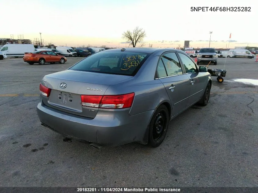 2008 Hyundai Sonata Limited V6 VIN: 5NPET46F68H325282 Lot: 20183281