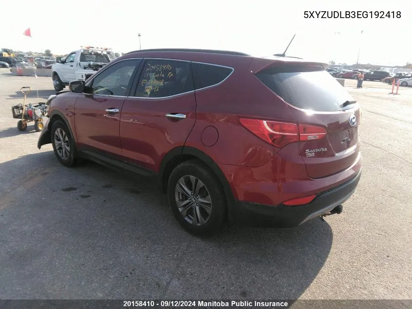 2014 Hyundai Santa Fe 2.4 Premium VIN: 5XYZUDLB3EG192418 Lot: 20158410