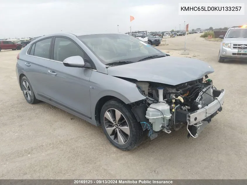 KMHC65LD0KU133257 2019 Hyundai Ioniq Preferred Electric Plus