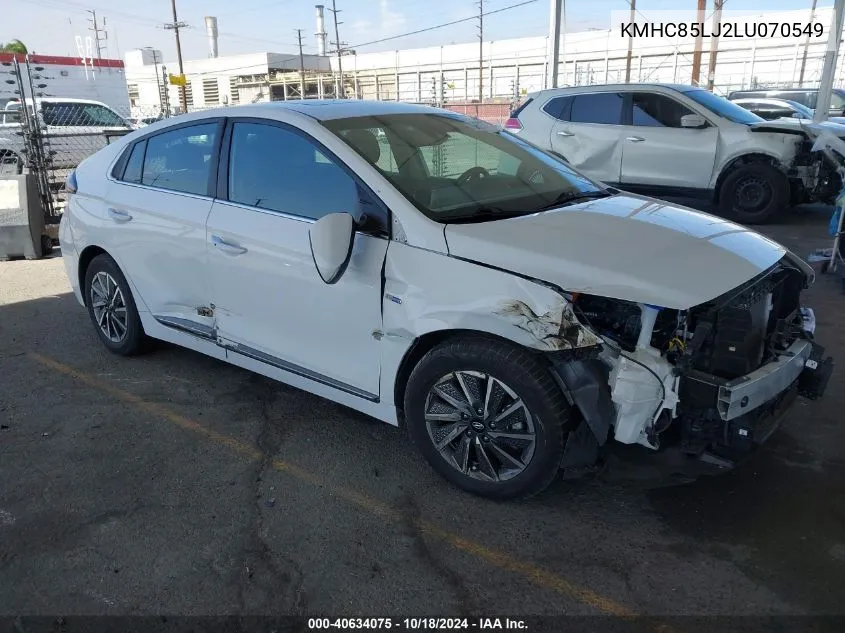 2020 Hyundai Ioniq Electric Limited VIN: KMHC85LJ2LU070549 Lot: 40634075