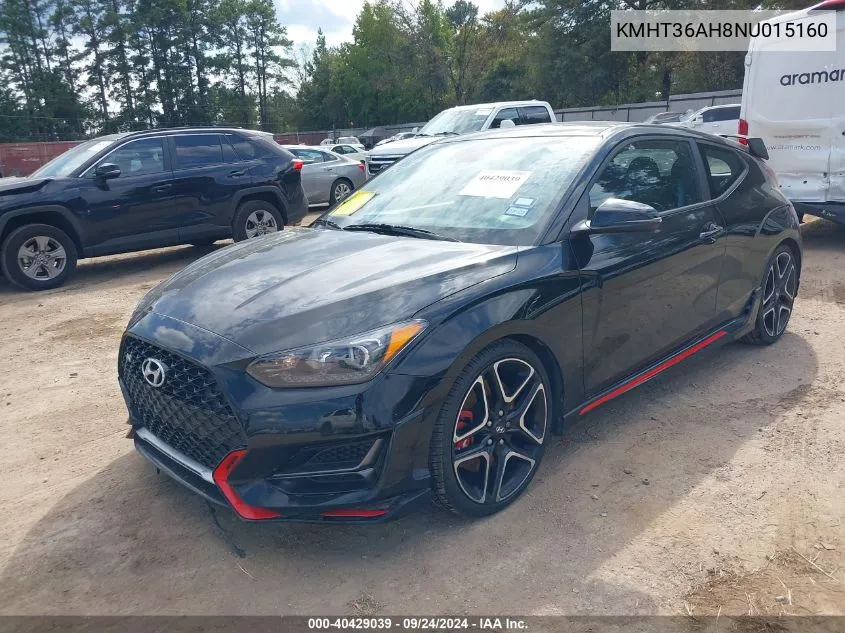 2022 Hyundai Veloster N VIN: KMHT36AH8NU015160 Lot: 40429039