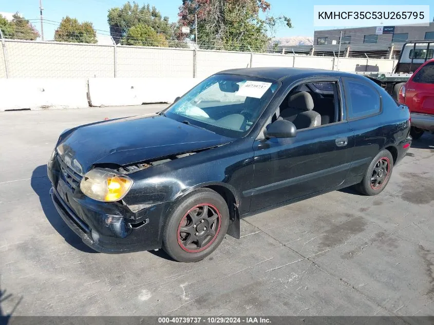 2003 Hyundai Accent VIN: KMHCF35C53U265795 Lot: 40739737