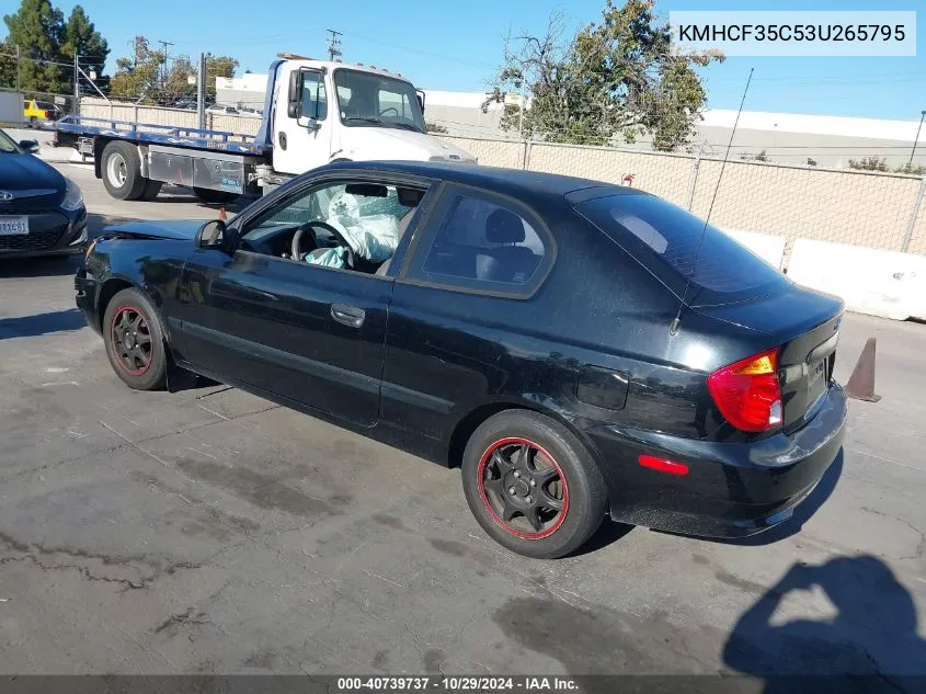 2003 Hyundai Accent VIN: KMHCF35C53U265795 Lot: 40739737