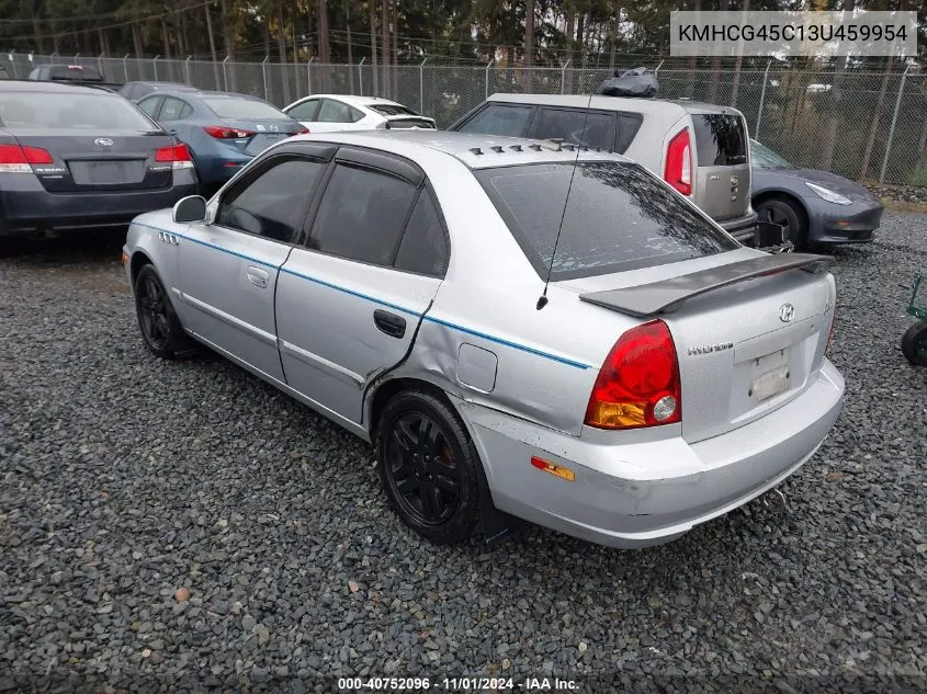 2003 Hyundai Accent Gl VIN: KMHCG45C13U459954 Lot: 40752096