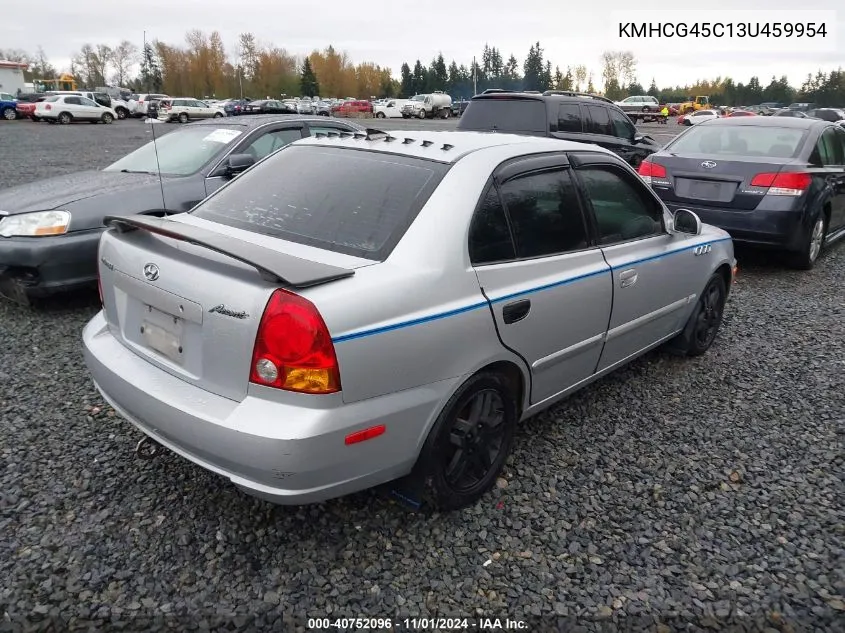 2003 Hyundai Accent Gl VIN: KMHCG45C13U459954 Lot: 40752096