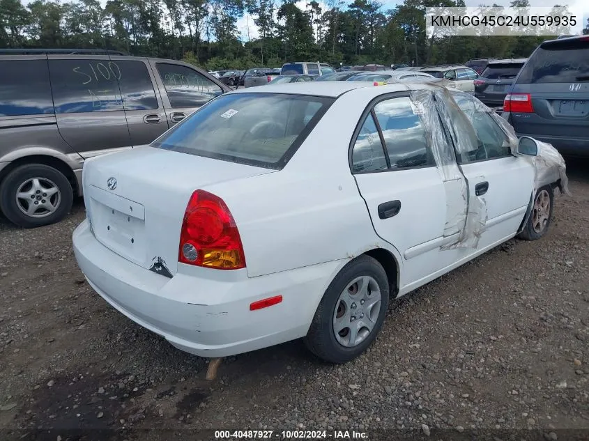 2004 Hyundai Accent Gl VIN: KMHCG45C24U559935 Lot: 40487927