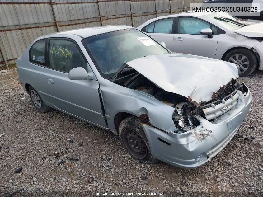 2005 Hyundai Accent Gls/Gt VIN: KMHCG35CX5U340328 Lot: 40596341