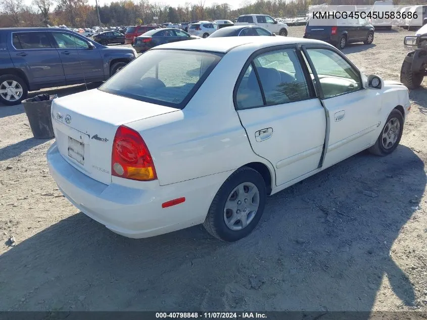 2005 Hyundai Accent Gls VIN: KMHCG45C45U583686 Lot: 40798848